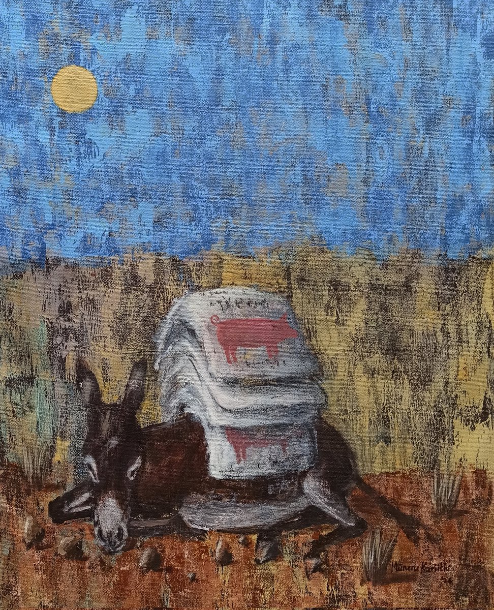munenekariithi's tweet photo. Burdened 
Acrylic and charcoal on canvas 

#art #painting #Sociopolitical #Politics https://t.co/HO5lAsx4YR