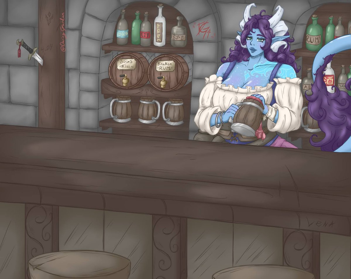 Charm working at her tavern, the "Gentle Siren" 🍻✨
