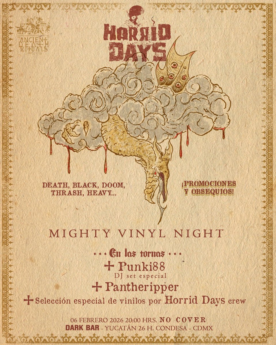 BBeat105's tweet photo. Shows para hoy, 6 de febrero:
- En el @circovolador, @Psychonaut4Band. @chamucoprods
- #MightyVinylNight de #HorridDaysFestival en #DarkBar
- #CiudadMaldita en #VacasVerdes. #TarántulaEstudio
- #HardcoreFriday en @GatoCalavera. #TarántulaEstudio
#StayBlast
#BlastBeat105 https://t.co/LMBieoNTBL