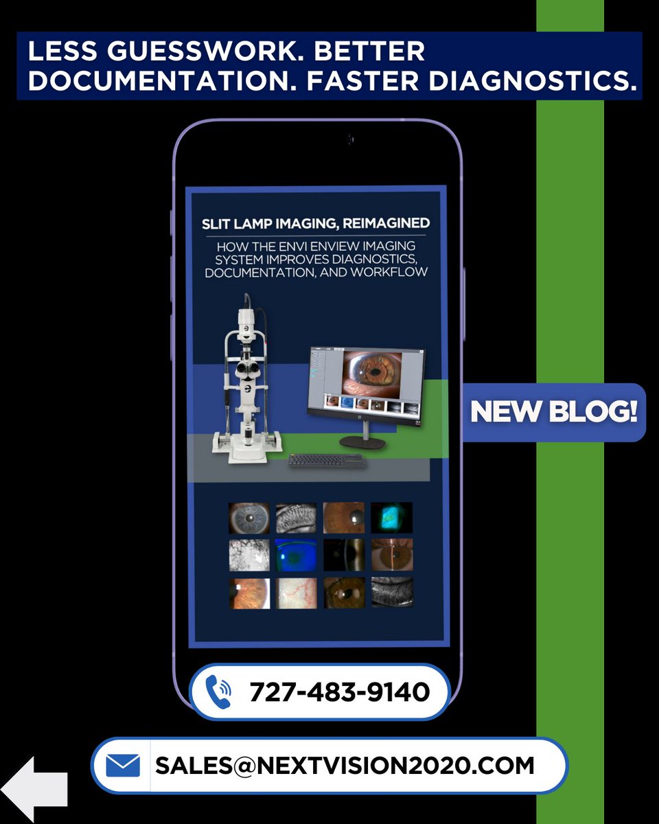 NextVision_'s tweet image. It’s not you. It’s your equipment.
Read our latest blog and learn how Envi Enview is reimagining slit lamp imaging for today’s practices.
nextvisioninstruments.com/Blog/slit-lamp…

Contact us to learn more:
727.483.9140
sales@nextvision2020.com

#EnviEye #NextVisionInstruments