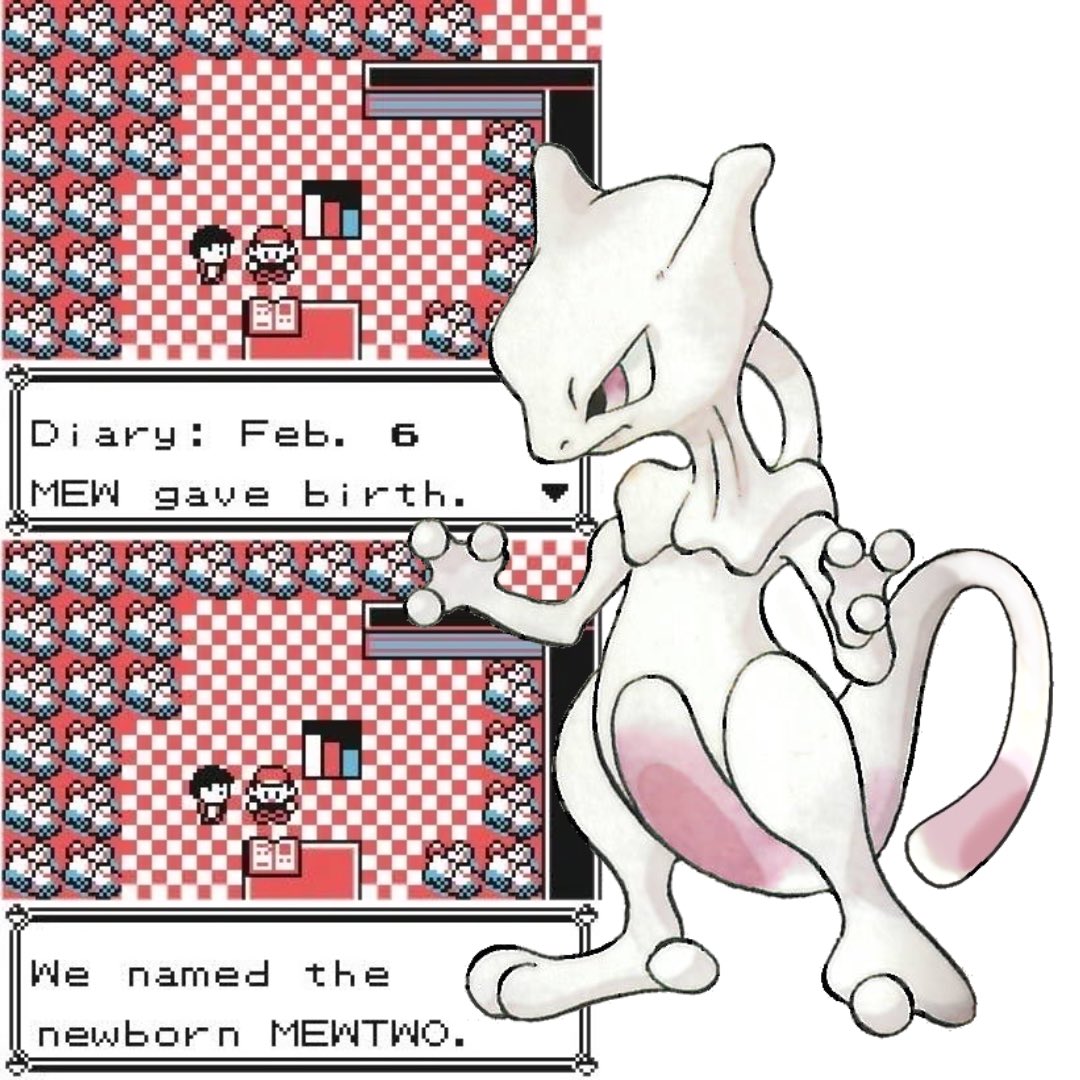 Feb. 6 MEW gave birth. We named the newborn MEWTWO. 📙