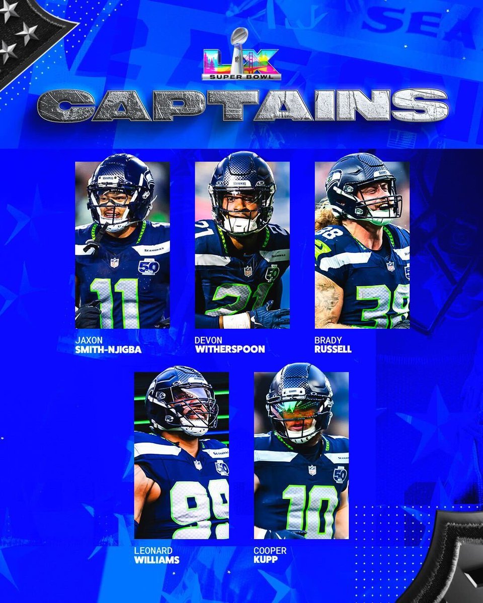 Seahawks's tweet image. Your Super Bowl LX captains.