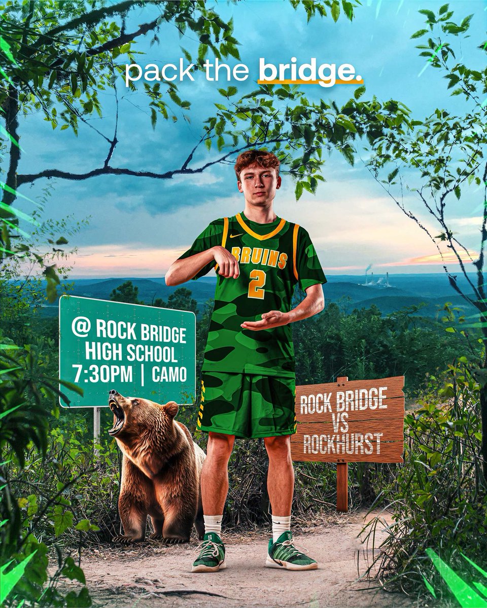 🚨LETS GOOOOO! BACK AT HOME TONIGHT! 

🆚 Rockhurst
⏰ JV 6:00 PM
⏰ V 7:30 PM
📍 Rock Bridge High School
Theme-CAMO
Let’s pack the house. 🔥