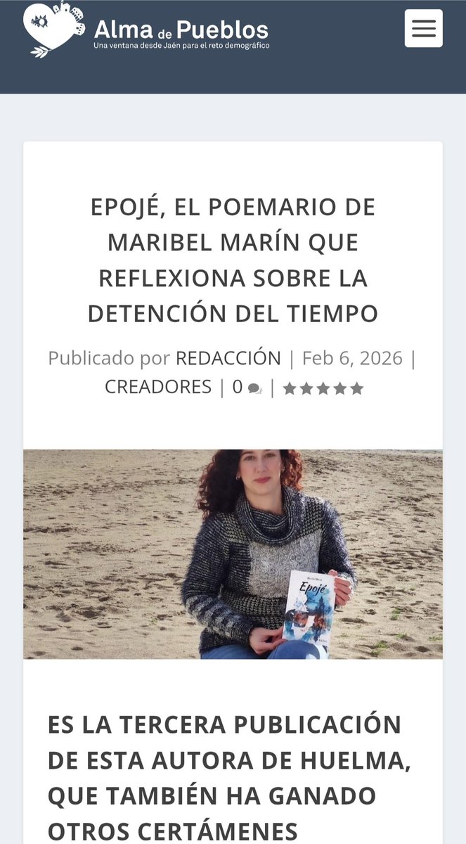 Gracias <a href="/donairemorales/">Ginés Donaire</a>
por compartir información acerca de mi último libro publicado, "Epojé", en <a href="/almadepueblos/">Alma de Pueblos</a>
almadepueblos.es/epoje-el-poema…

#book #libro #Jaen #literatura #literature #Poetry #Poesia