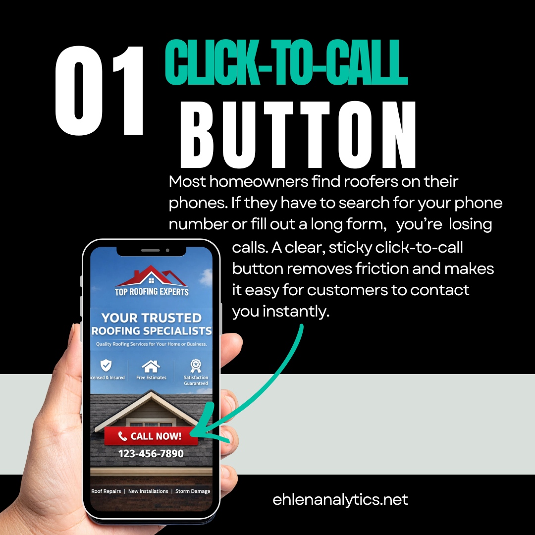ehlen_analytics's tweet photo. Your roofing website shouldn’t just look good. It should book jobs 🏠📲
If it’s missing key essentials, you could be leaking leads daily ⚠️
Run this checklist and see how your site stacks up 👀✅
#roofingmarketing #contractorwebsite #leadgeneration https://t.co/q6LmIRJa6p