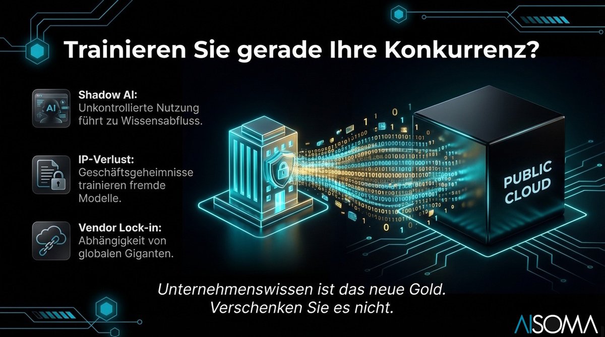 Wer Innovation treibt, muss auch die Kontrolle behalten. Echte digitale Souveränität bedeutet, dass Ihre Daten für Sie arbeiten, nicht für die Cloud-Riesen dieser Welt.

Lassen Sie nicht zu, dass fremde Modelle von Ihrer Erfahrung profitieren. Sichern Sie sich den entscheidenden
