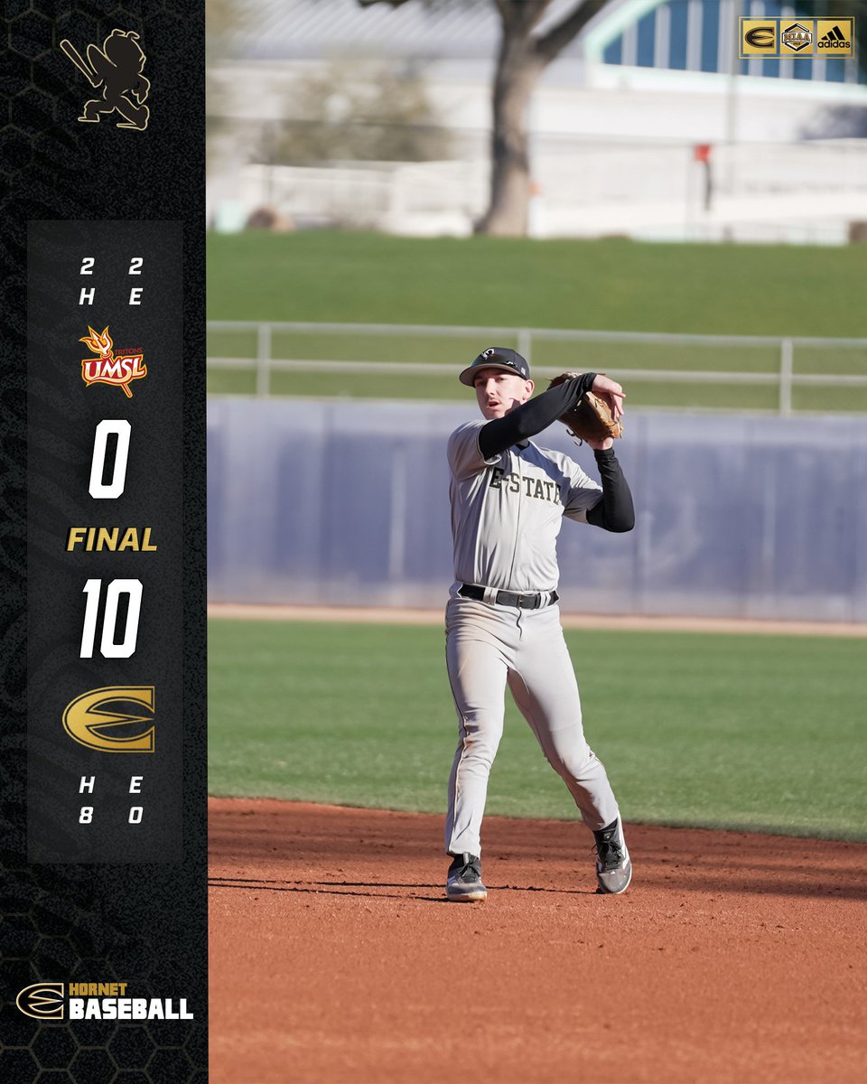 ESUSports's tweet image. Final from Edmond as @ESUBaseball moves to 6-0 with a 10-0 shutout win over Missouri-St. Louis in seven innings. Colby Deaver tosses all seven innings and strikes out eight. #StingersUp