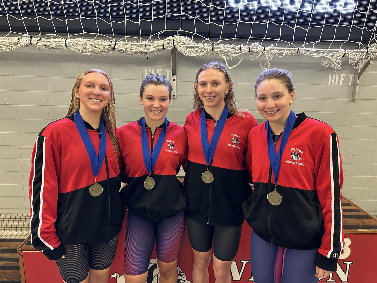SpotlightBerks's tweet photo. SWIMMING
@BCIAASports Championships
Day 1 - at Wilson
Gold Medalists

GIRLS
200 MEDLEY RELAY

Wilson - 1:46.82
Marley Ament, Wynnleigh Kearney, Evelyn Quick, Addisyn Shiery
@Wilson_Bulldogs https://t.co/z00LCioTcE