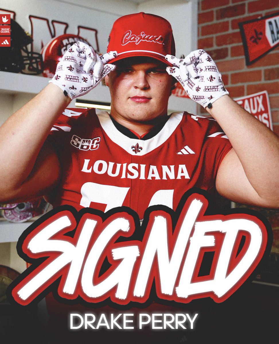 DrakePerry74's tweet image. I’m blessed to announce my commitment and signing to play football at the University of Louisiana! Thank you @michaeldes1 and @UofLouisiana. Geaux Cajuns!🌶️🤟