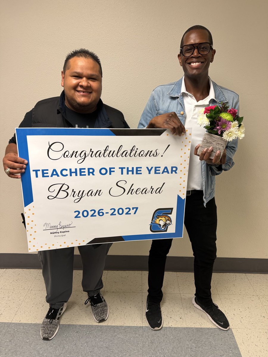 Congratulations to our 2026-2027 Teacher of the Year Mr. Bryan Sheard! Thanks for all that you do for our AMAZING <a href="/Crockett_MS/">Crockett MS</a> students, teachers, and staff! We are BLESSED to have you on our TEAM! #ExcellenceInAction #WhateverItTakes