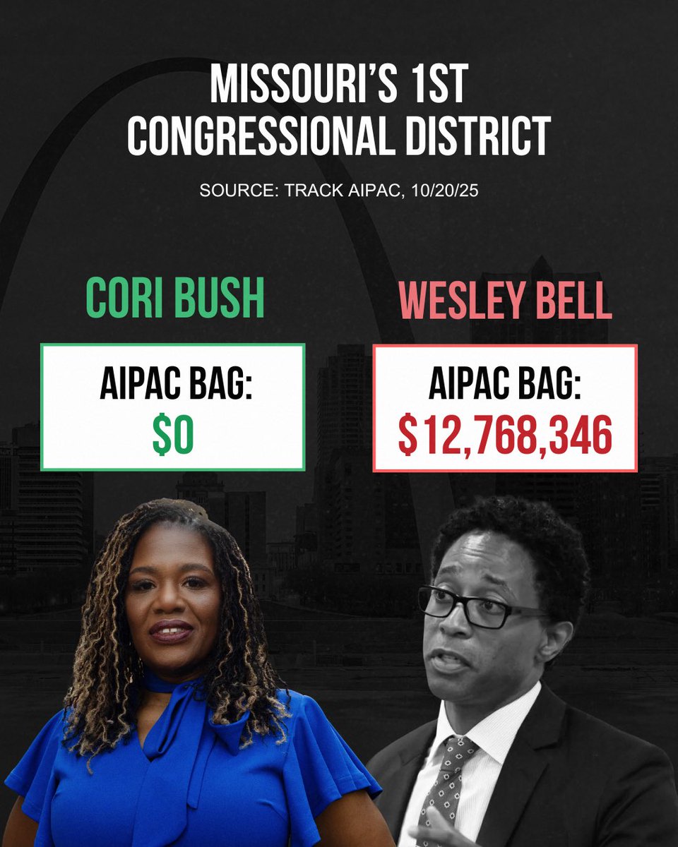 Whoever politicians take money from is who they serve.

I’ve taken $0 from AIPAC. In fact, I don’t take corporate PAC money. Meaning the only people I serve are the people of St. Louis.

On August 4, 2026, St. Louis has a choice to make for our next Congressperson, and I'm the