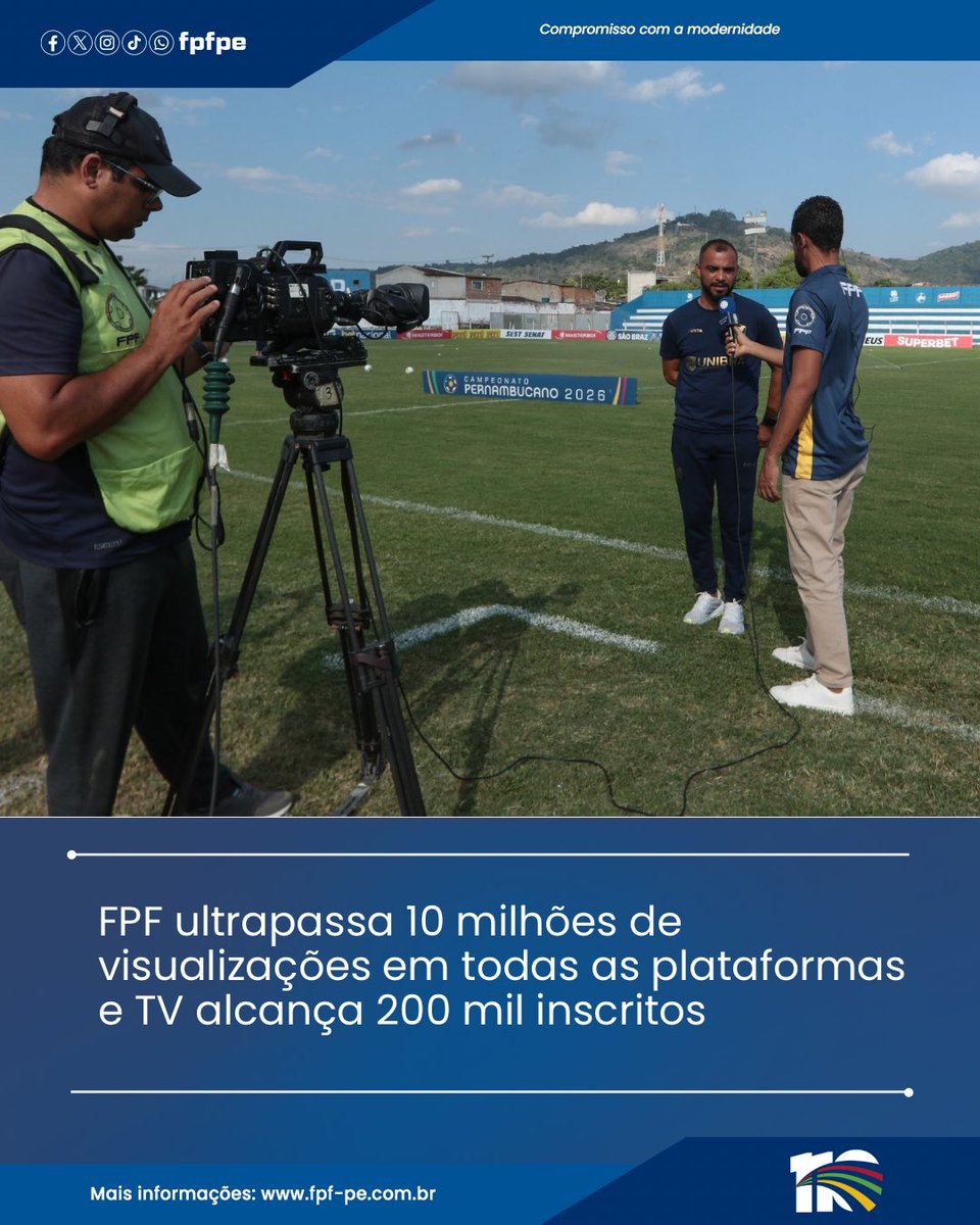 fpfpe's tweet photo. No mês de janeiro, a FPF registrou números expressivos de audiência e engajamento, alcançando 10 milhões de visualizações em todas as plataformas e 200 mil inscritos na TV FPF Betnacional, números que consolidam o canal como um dos mais acompanhados do Brasil. Com transmissões ao vivo, com imagens, exclusivas e de graça, a TV FPF alcançou um novo nível de destaque.

Confira mais em: https://t.co/LoFT86jBnp