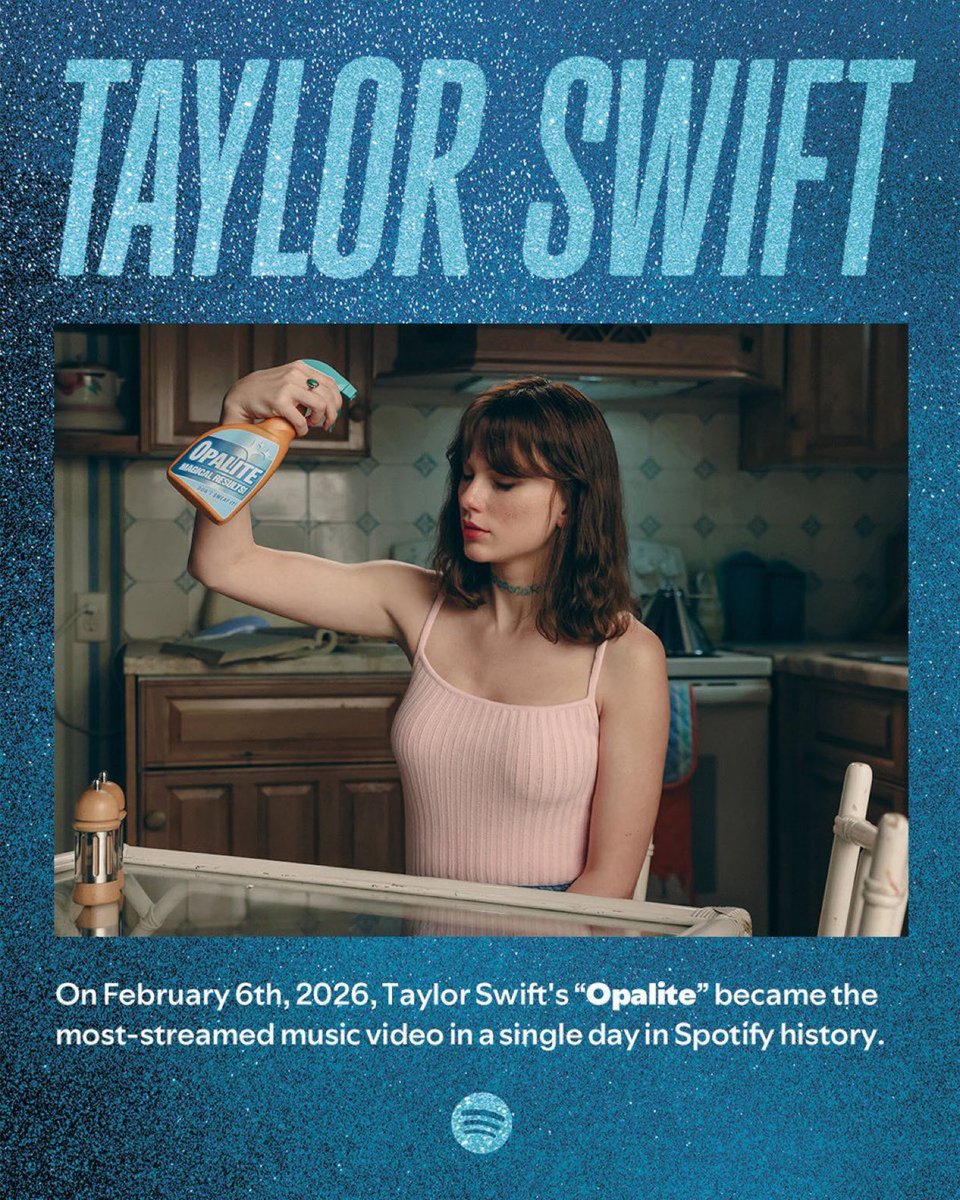 ‘Opalite’ by Taylor Swift has broken the record for most streamed music video in a single day in Spotify history.