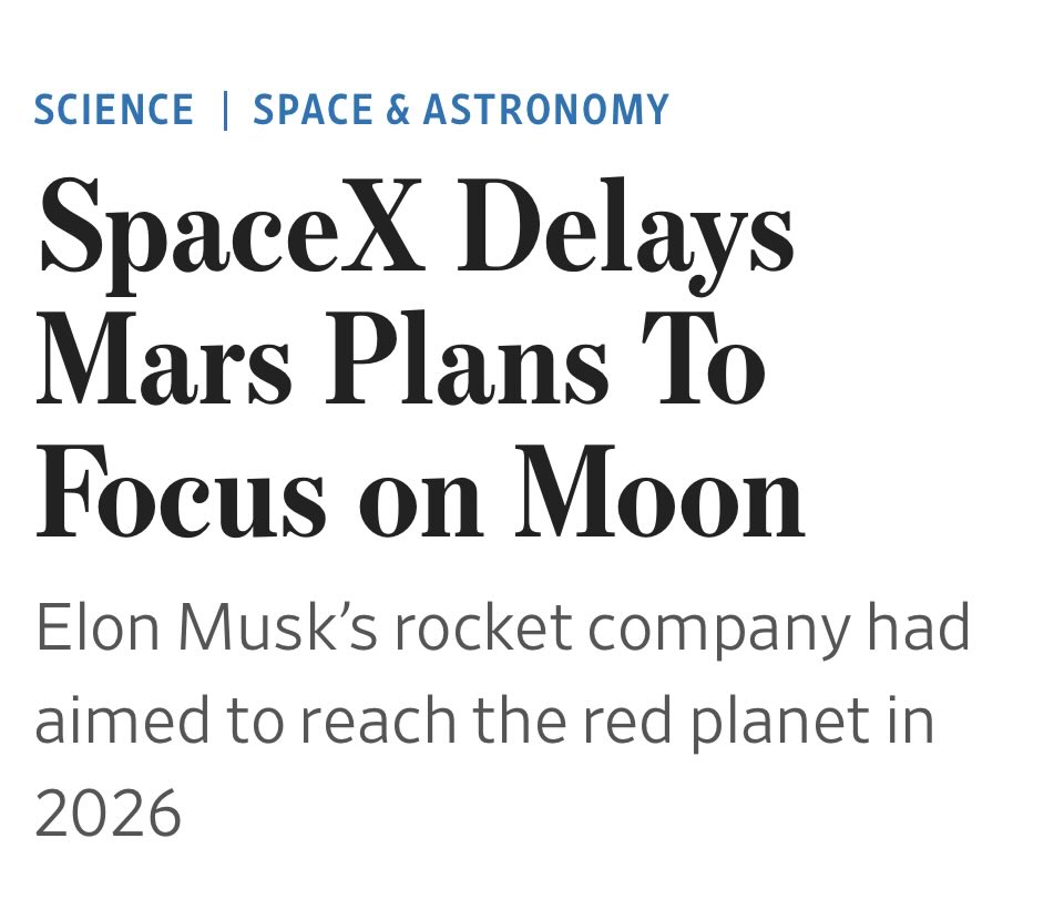SpaceInvestor_D's tweet photo. $LUNR / $FLY

Big focus on the Moon this year: 

Artemis II, the Ensuring American Space Supremacy Act, and now SpaceX shifting its focus. https://t.co/FSgLuIemsn