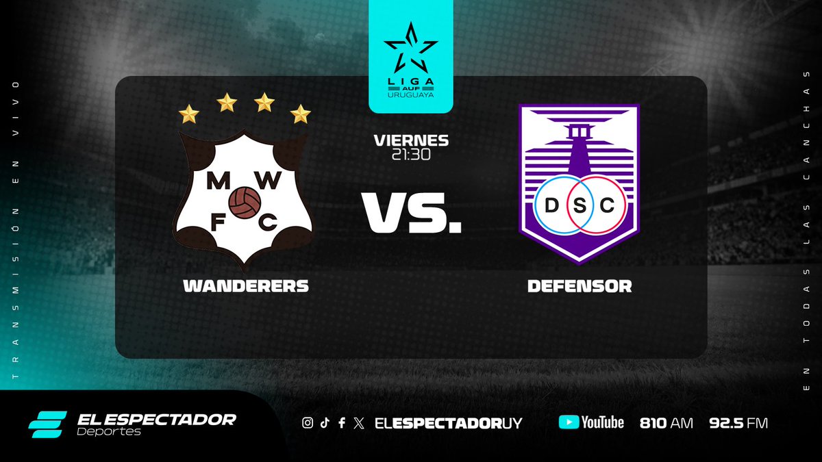 🏆 Comienza el Torneo Apertura en 𝐄𝐥 𝐄𝐬𝐩𝐞𝐜𝐭𝐚𝐝𝐨𝐫 𝐃𝐞𝐩𝐨𝐫𝐭𝐞𝐬

→ Montevideo Wanderers vs. Defensor Sporting 

🏟️ Parque Alfredo Víctor Viera 

🎙️ <a href="/JulioMacchi88/">Julio Macchi</a> &amp; <a href="/JorgeFSere/">Jorge Fernando Seré</a> 

📻 810 AM · 92.5 FM
▶️ youtube.com/watch?v=ax_xES…
