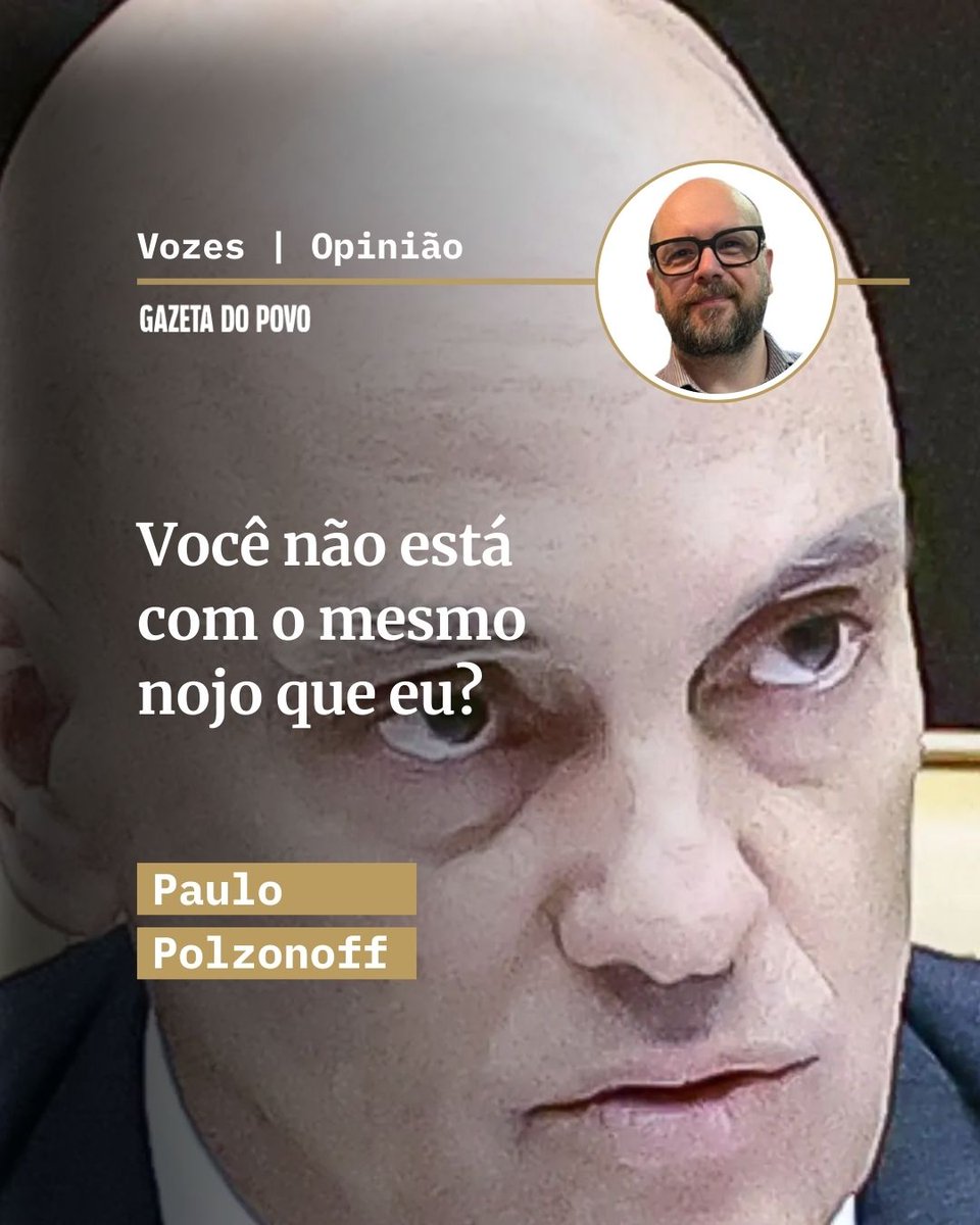 gazetadopovo's tweet photo. OPINIÃO | Paulo Polzonoff:Você não está com o mesmo nojo que eu?

#Editorial

https://t.co/WljHGeStLt https://t.co/1sHqFWxhxm