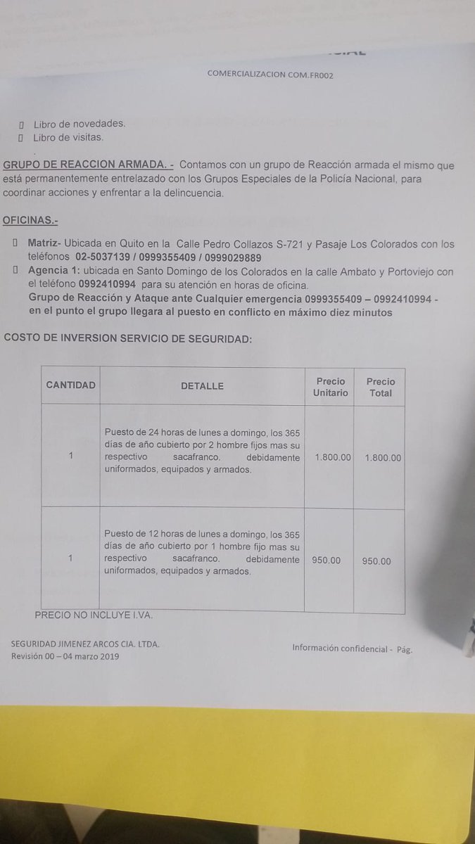 ¿<a href="/MinTrabajoEc/">Ministerio del Trabajo Ecuador 🇪🇨</a> y <a href="/IESSec/">IESS</a>, ya vieron esto? Proformas de $1800 por 24h de seguridad. Es imposible cumplir la ley con ese valor. Están vendiendo esclavitud moderna y precarización laboral en la cara de todos. ¡Exigimos control a estas empresas de papel! ⚠️
<a href="/FENASPE1/">FENASPE</a>