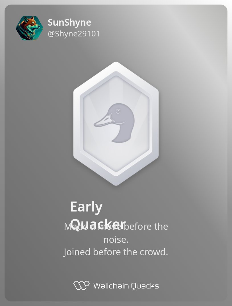 Shyne29101's tweet photo. Just unlocked the Early Quacker on @wallchain 🏆

How cool is that?

Feels great to have my contributions recognized.

How’s Wallchain Quacks been treating you so far?

Not on board yet? Drop a comment for an invite 👇🦆 https://t.co/UiGpgM8l52
