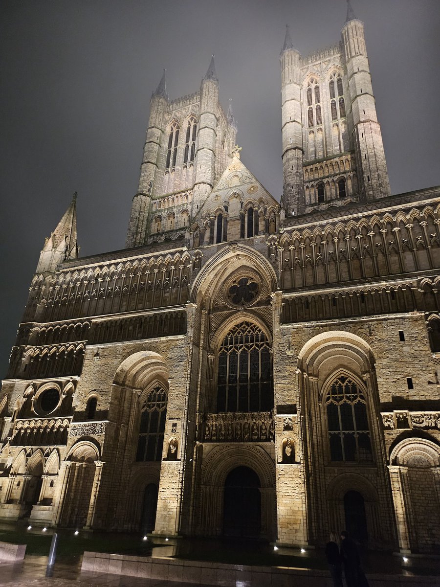 Standing proud and beautifully illuminated - Lincoln Cathedral in the mist tonight. Once the tallest building in the world.
