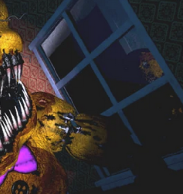 shagLSSJ's tweet image. have you noticed the easter egg of fredbear hiding outside of your window in this shot ?
