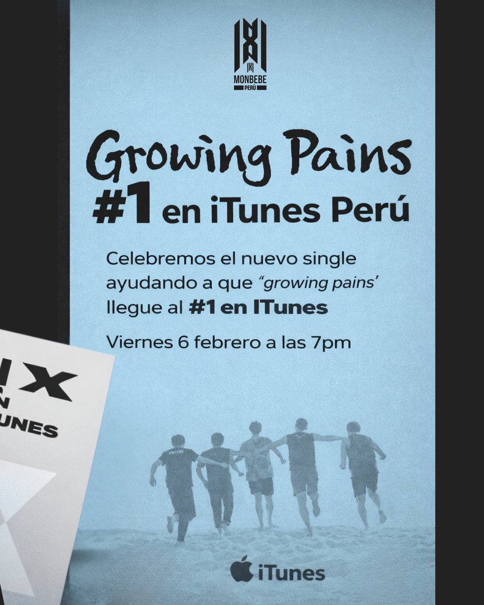 MonbebePeru's tweet image. COMPRA MASIVA iTunes 🇵🇪– GROWING PAINS 💸🩵

🗓 Viernes 06/02
⏰ Desde las 7 pm (hora Perú)

📌 ¿Qué comprar?
✔️ Growing Pains (single)

Cada compra suma, cada mbb cuenta 💥

Mostremos que el fandom peruano crece junto a Monsta X 🙌🏻

#MonstaX #GrowingPains #Peru @OfficialMONSTAX