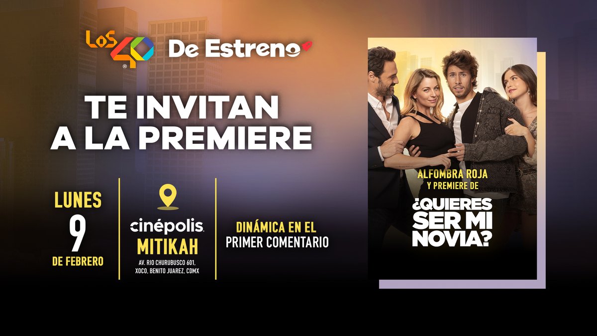 Deestrenomx's tweet image. TENEMOS PASES DOBLES PARA LA PELÍCULA '¿QUIERES SER MI NOVIA?'