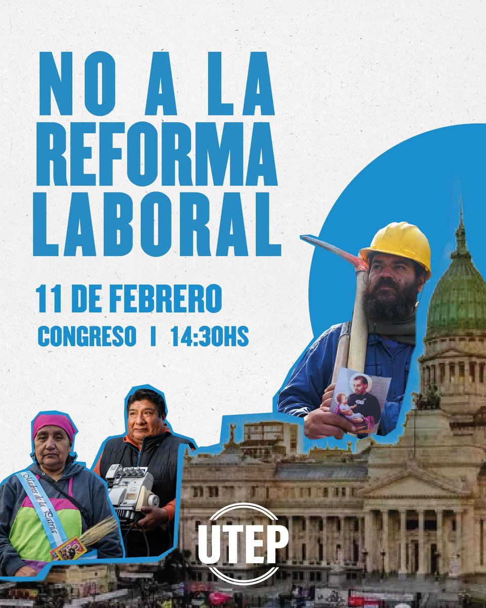 Este miércoles movilizamos en todo el país contra esta reforma laboral que recorta derechos a los trabajadores. 

Por derechos y dignidad para los trabajadores y trabajadoras de la economía popular.

Sin poder popular no hay justicia social!