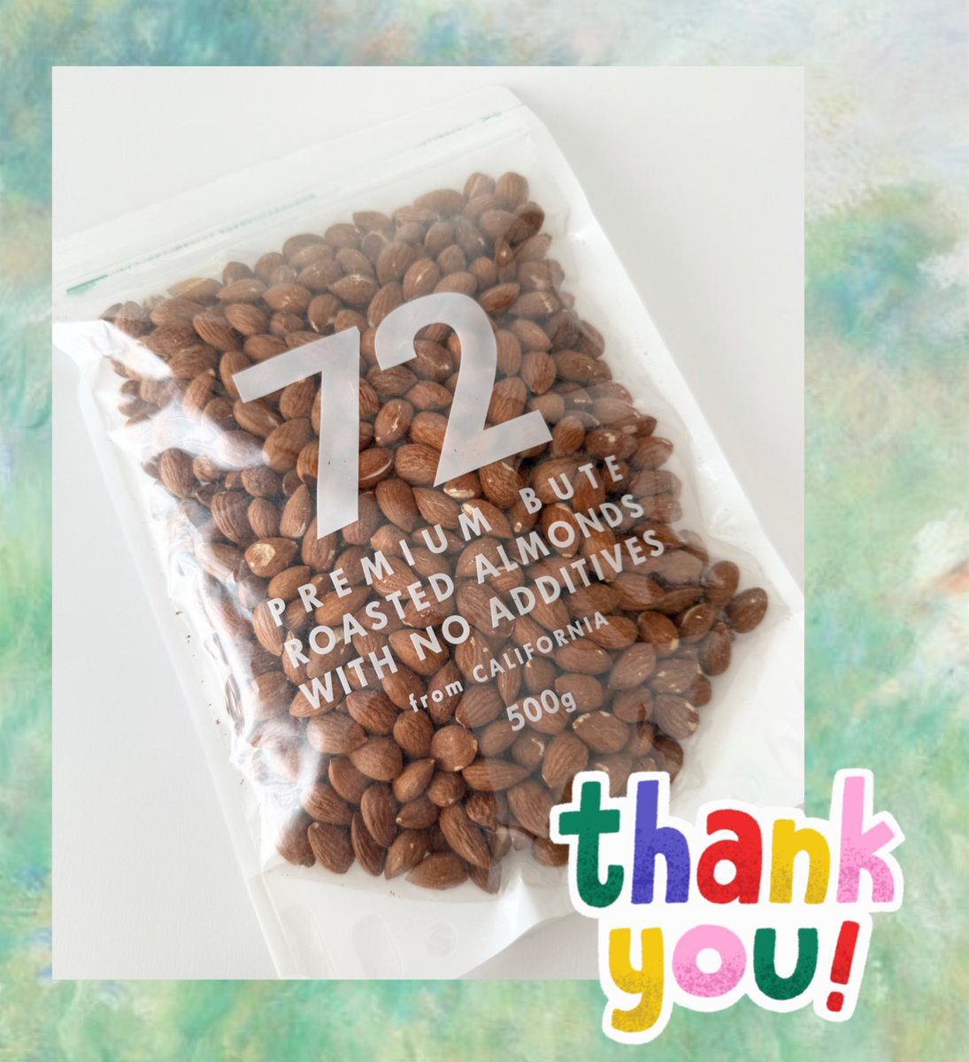 無添加ナッツ専門店72(@72_nanajuni )様より アーモンド500gをいただき