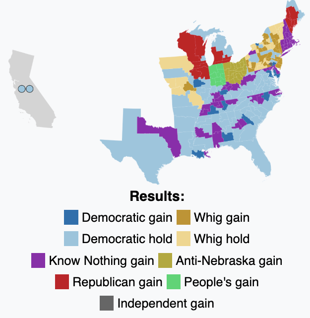 lhfang's tweet image. At its peak, the anti-Catholic immigration Know Nothing Party won the majority of the House seats in Congress from New England. Didn't know this until today.