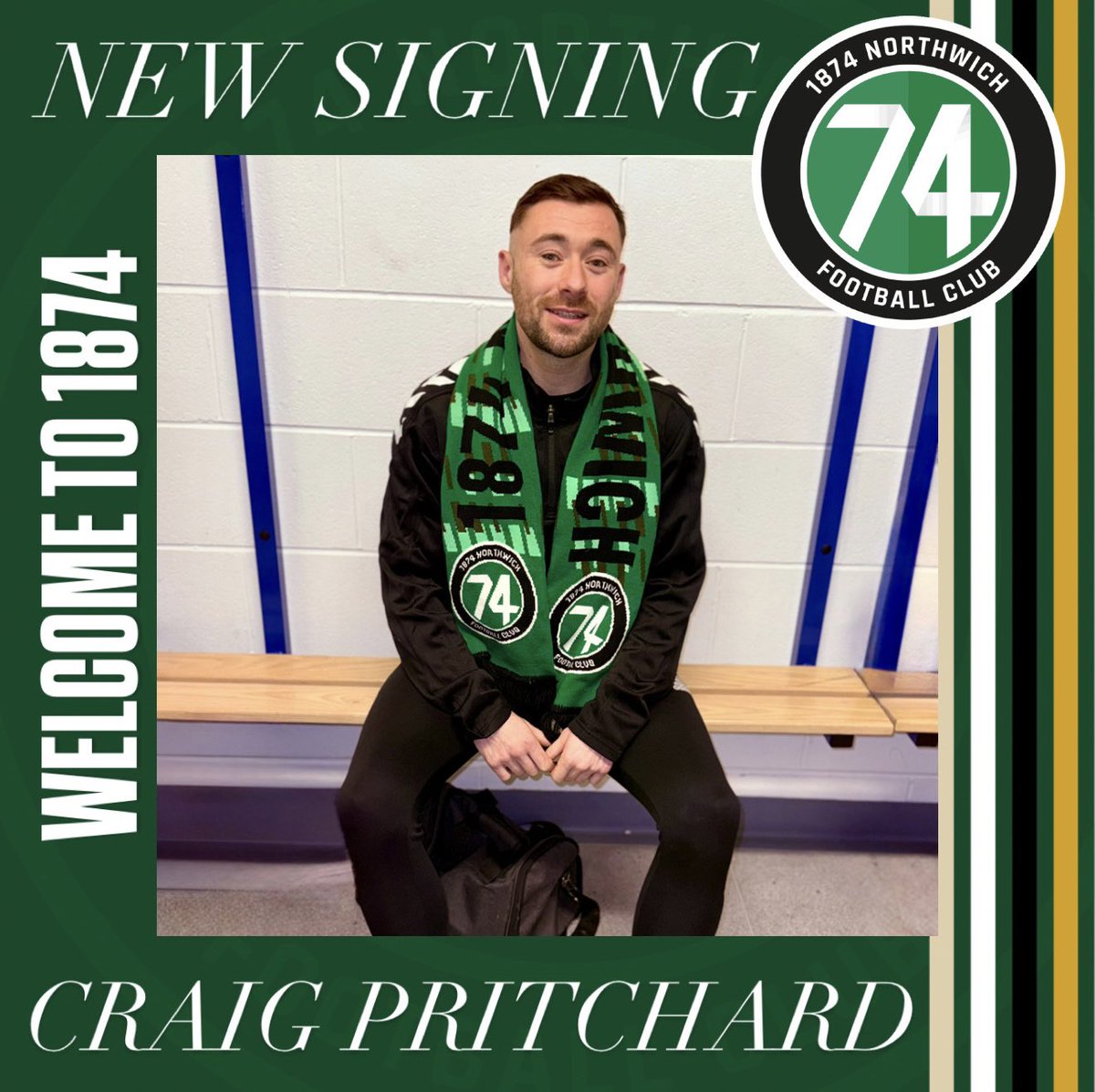 𝗡𝗘𝗪 𝗦𝗜𝗚𝗡𝗜𝗡𝗚 ✍️

1874 Northwich are thrilled to announce the signing of midfielder Craig Pritchard!

Craig, 28 joins 1874 from NPL West outfit Shifnal Town. Known for his creativity on the ball and link up play, Craig will offer a huge amount of support for our forward