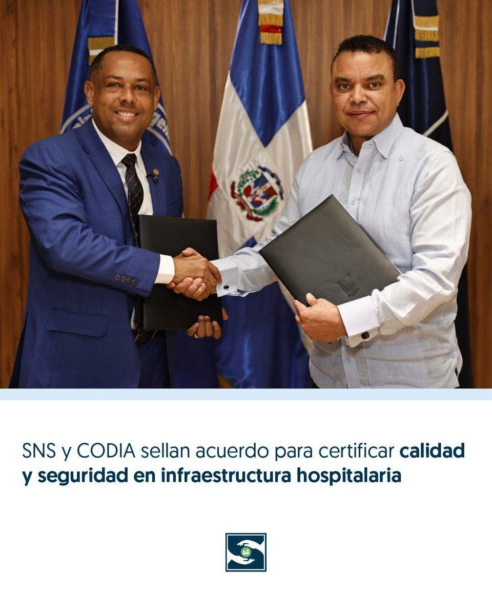 El titular del SNS, <a href="/dr/">Dan Rowden</a>.juliolandron, y el presidente del <a href="/codiacentral/">CODIA</a>, Enrique Rosario García, rubricaron un convenio de colaboración interinstitucional para garantizar que las infraestructuras hospitalarias intervenidas cumplan con los protocolos y estándares de seguridad.