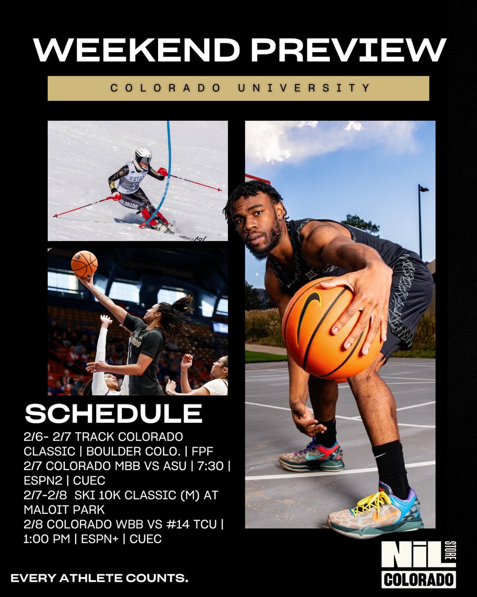 ColoradoNIL's tweet image. Buffs Weekend Plans !! 🦬

We’ll see you at the CUEC this weekend!!🏀

#skobuffs #buffsnation #coloradobasketball #weekendplans