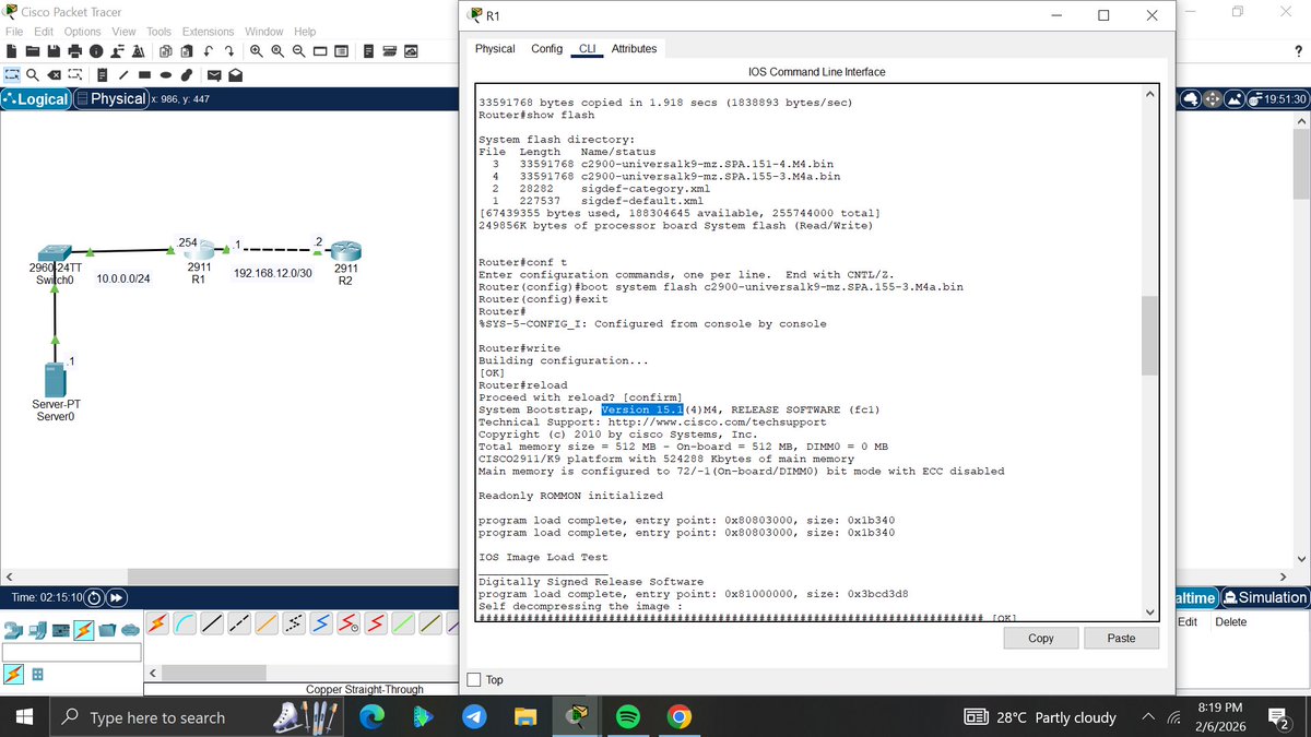 amyy_nwa's tweet photo. Day92/100 #100DaysOfNetworking
Today I practiced upgrading an OS on routers. This process involved transferring files via TFTP/FTP, configuring boot system variables, and verifying the upgrade through the CLI. @ireteeh @TemitopeSobulo @segoslavia https://t.co/2h84vUbzxm