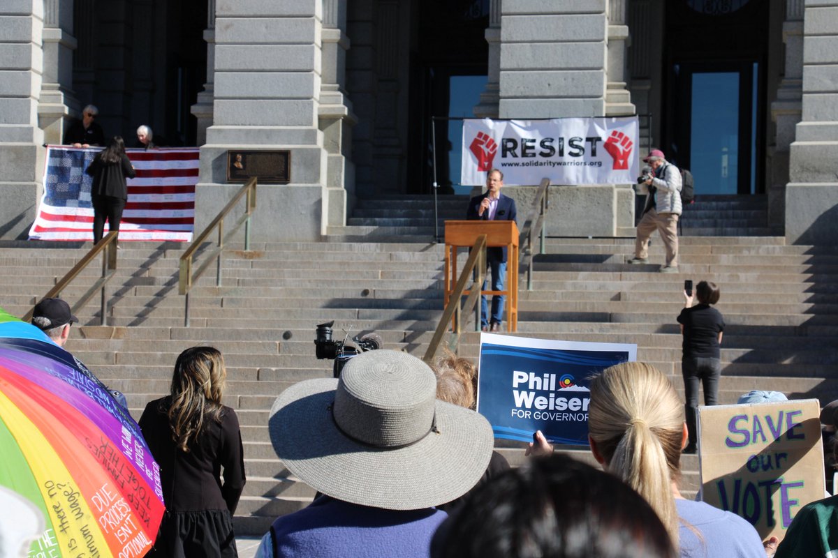 pweiser's tweet photo. Proud to join @indivisiblecolo to make clear that Colorado will protect our elections, not give in to the Trump administration’s illegal bullying, and will defend our republic. https://t.co/5Xg88XKrZW