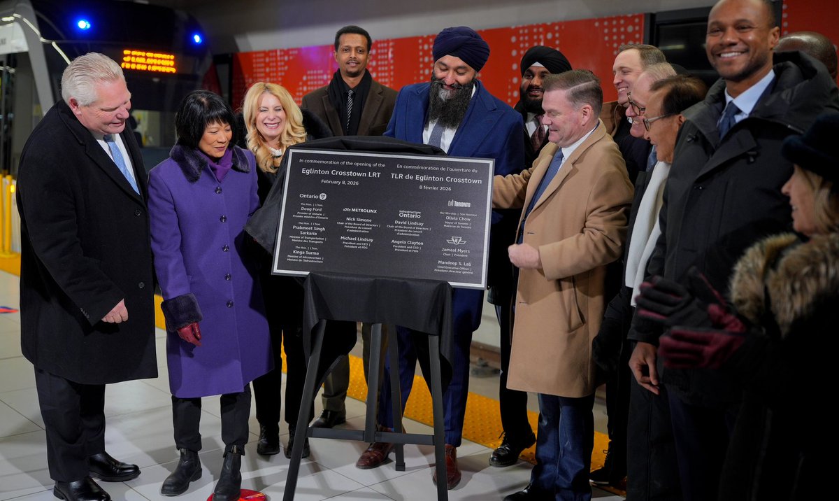 fordnation's tweet photo. The Eglinton Crosstown LRT will officially open this weekend on Sunday, February 8. To mark the occasion, we’re offering free transit rides on the first day of service.

We’re going to keep investing in important local transit projects, including the Eglinton Crosstown West Extension, as we build the largest transit expansion in North America.

Learn more: https://t.co/ZECdYHdPF3
