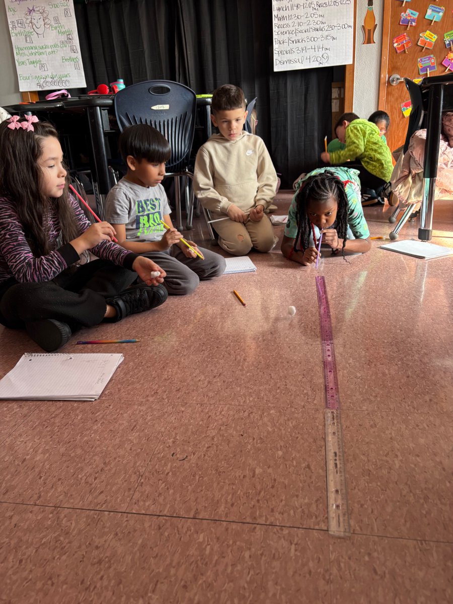 Cotton ball measurement races! Measuring to the nearest inch! <a href="/ISDSchools/">Independence School District</a> #Olympics2026 #tgif #math