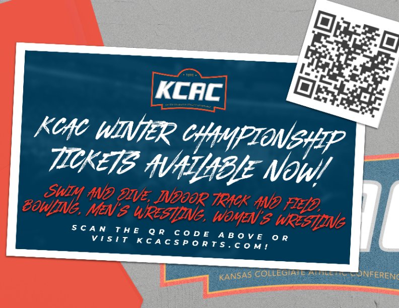kcacsports's tweet photo. REMINDER: Tickets are available for the following KCAC Championships: Swimming & Diving (In Progress), Indoor Track & Field, Bowling, Men's Wrestling, and Women's Wrestling! #KCACswim #KCACitf #KCACbowling #KCACwrestling #TheRightWayToPlay
NOTE: Tickets can only be purchased on https://t.co/QbKyCsTf5P for conference championship events (no on-site sales), so please make sure to pre-purchase to avoid hassle when you arrive!
@NAIA @HomeTownTix @SouthShoreCVA @VisitWichita @kwcaonline @nwcawrestling @WrstleLikeAGirl