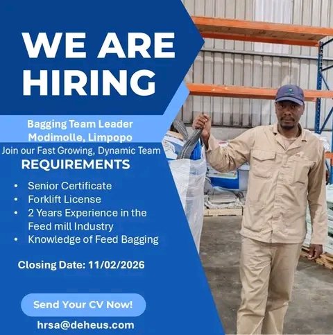 NthabelengDlam3's tweet photo. #new #vacancy at #DeHeus #Modimolle #southafrica. Closing date 11/02/2026. https://t.co/tkqXFjdRnM