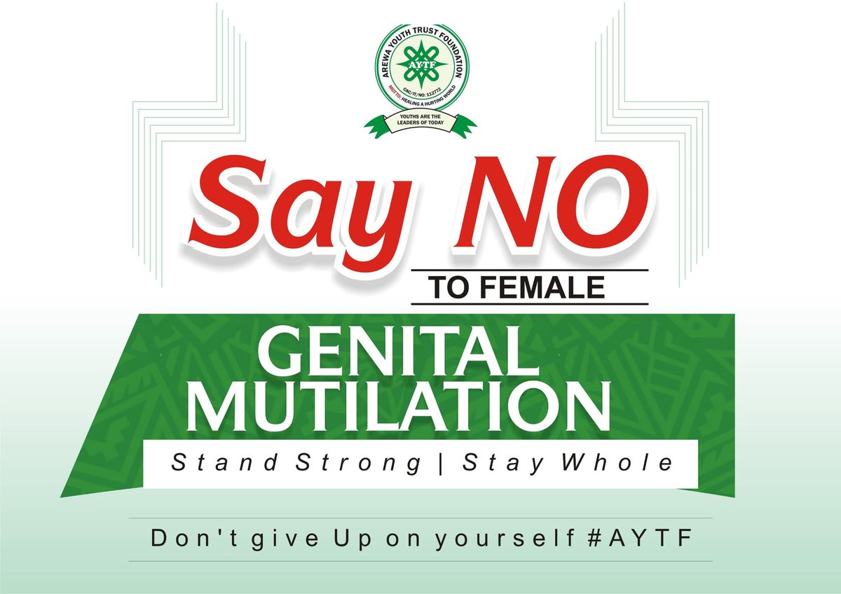 AYTFoundation's tweet photo. Say NO to Female Genital Mutilation.
Stand strong. Stay whole.
Don’t give up on yourself.
#AYTF @ahmedfahad007 https://t.co/X8uw6vgOdz