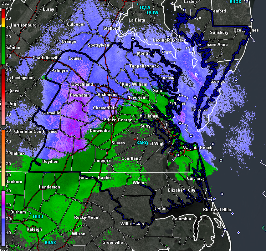 A Winter Weather Advisory has been issued for Central VA through 8 PM ...