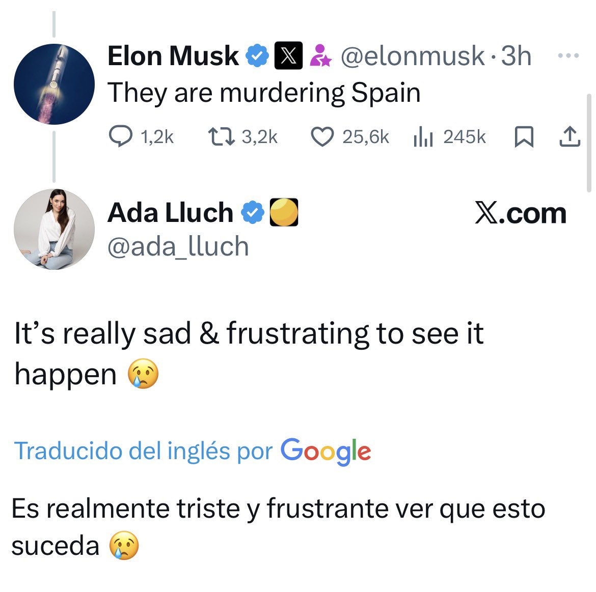 🔴 Patriota (influencer trumpista) que va de española y da lecciones de democracia ella que abraza las ideas ultraderechistas y fascistas. 

Eso si muy pelota ella con Elon Musk que dice (por las declaraciones de Yolanda Díaz regular tecnológicas) que “Están asesinando a España”