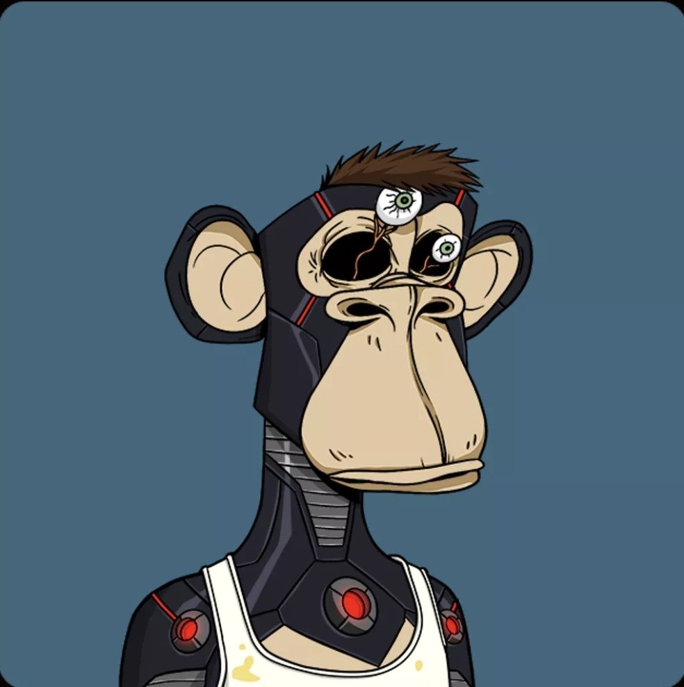 I bought this deathbot ape and programmed him to take out the Epstein Pedos, but when I showed him the files his eyes burst out of his head. 🤯 I want a refund <a href="/BoredApeYC/">Bored Ape Yacht Club 🍌</a>