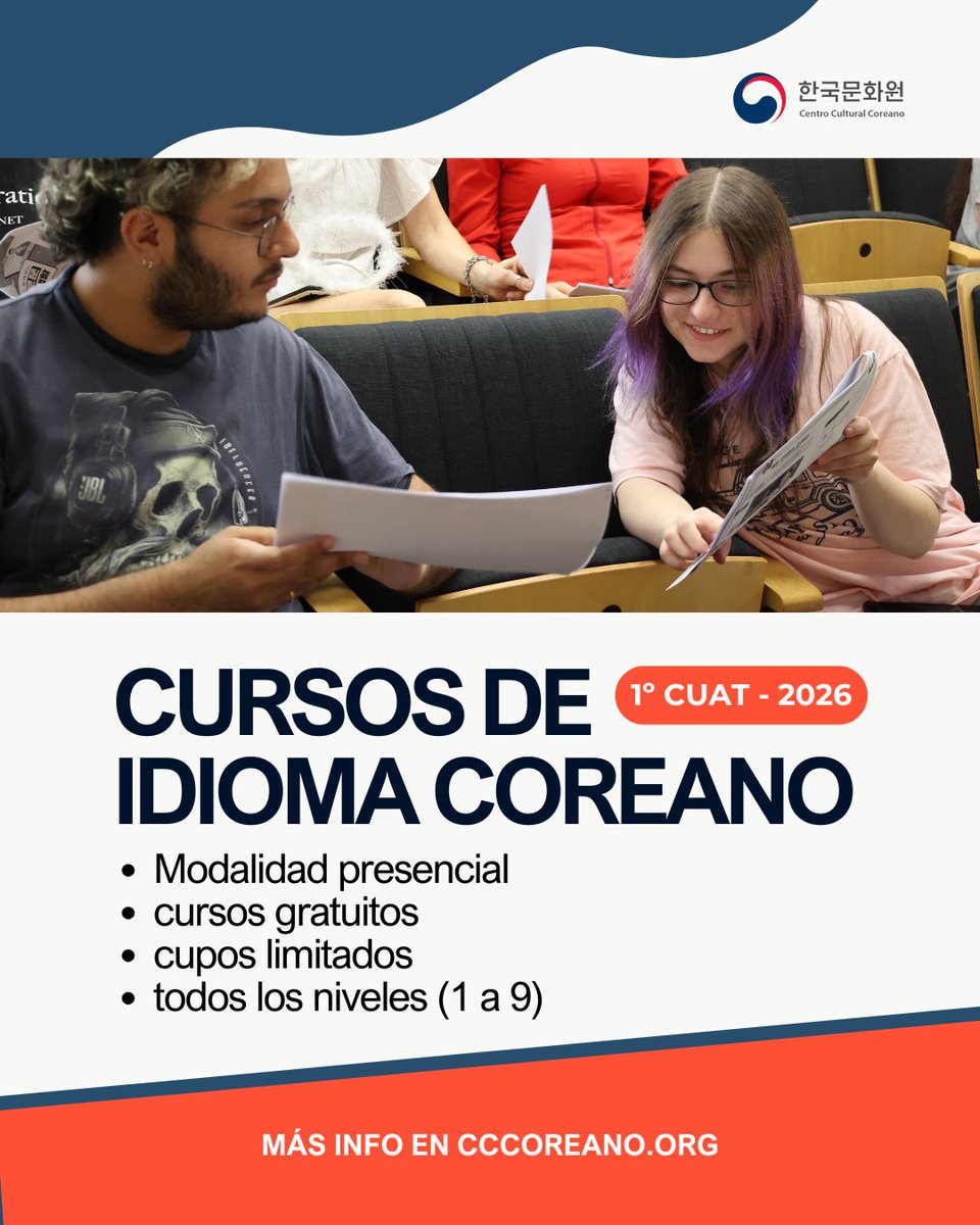 ¿Querés empezar a aprender coreano? ¡Se abren las inscripciones para los cursos de idioma coreano del Instituto Sejong en el CCC!

Mirá toda la información en nuestra web: argentina.korean-culture.org/es/791/board/4…