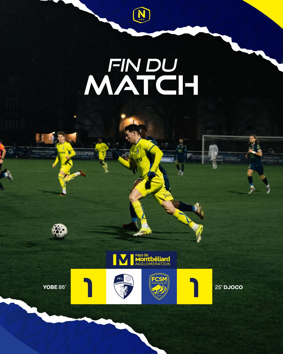 FCSM_officiel's tweet photo. 🏁 𝐅𝐢𝐧 𝐝𝐮 𝐦𝐚𝐭𝐜𝐡.
Longtemps devant au score, les Sochaliens concèdent un nouveau match nul frustrant. La série d'invincibilité se poursuit néanmoins, place à la réception du @Paris13Atletico.
1⃣-1⃣ #SBFCSM https://t.co/53dxupoVS9