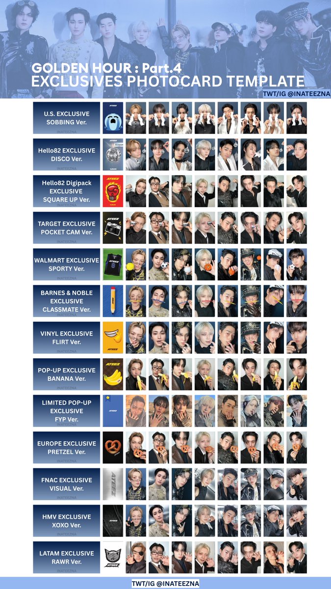 ✓ATEEZ [GOLDEN HOUR: PART.4] Exclusives Photocard PC Template OT8