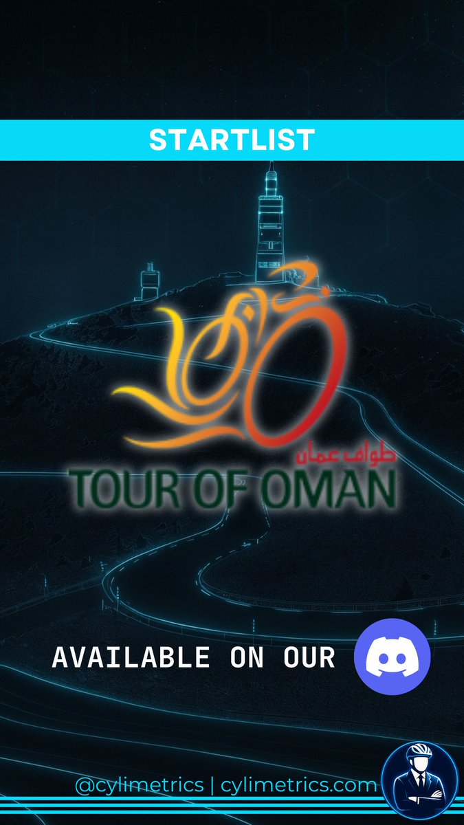 📋 STARTLIST

🇴🇲 <a href="/tourofoman/">Tour of Oman</a>
⏰️ 07h35 CET
1️⃣4️⃣  Cylimit riders confirmed

👀 Check the full list on our Discord:
discord.gg/8yxJZYh6pU

#cycling #fantasy #procycling #TourOfOman