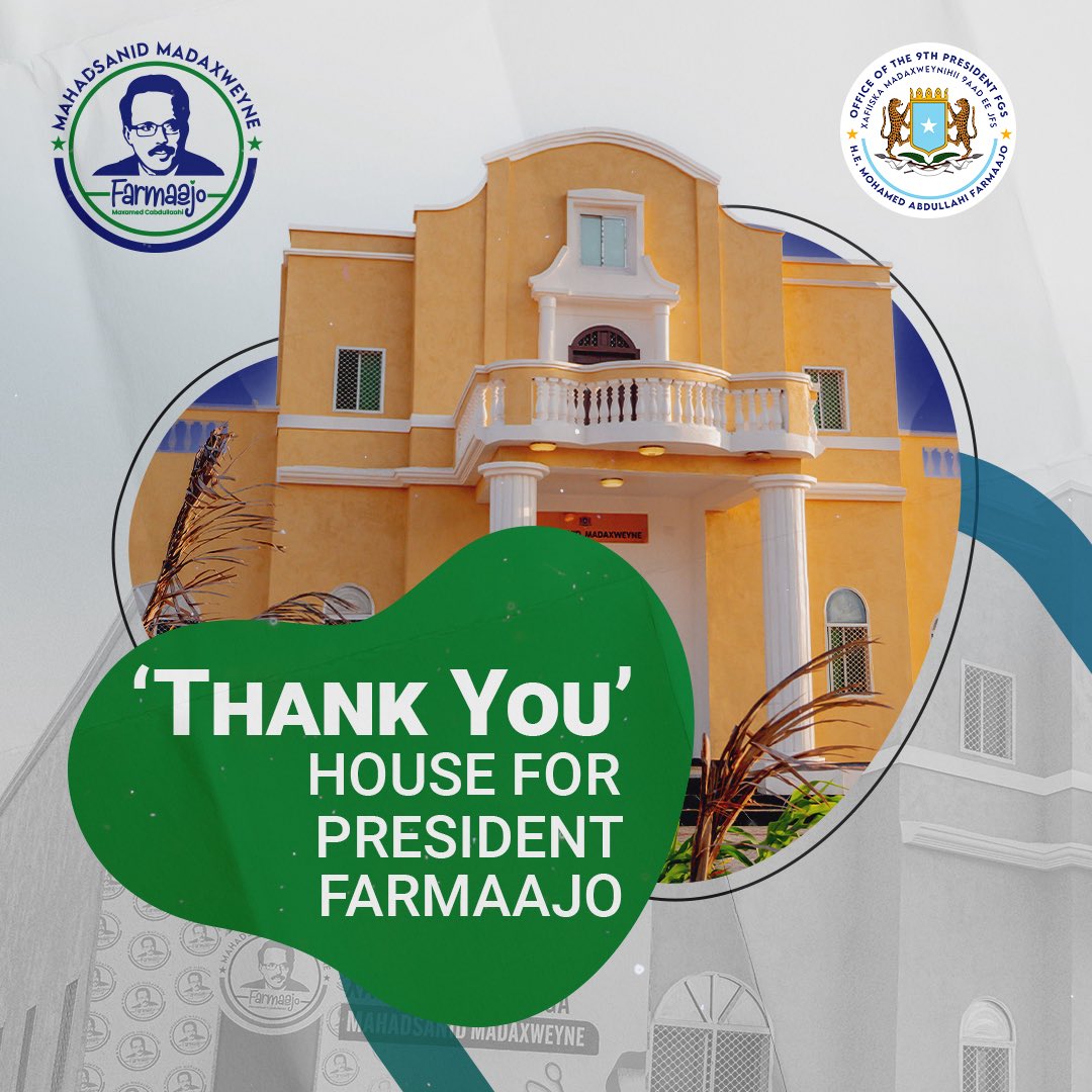 MrDuqa's tweet image. ‘Thank You’ House for Ex-President Farmaajo

A house constructed by Somalis to honor f President Mohamed Abdullahi @M_Farmaajo 

Somalis, both at home and in the diaspora, have raised nearly $300,000 USD in a very short time.

This house, built in Ceel Jaalle, had its foundation…