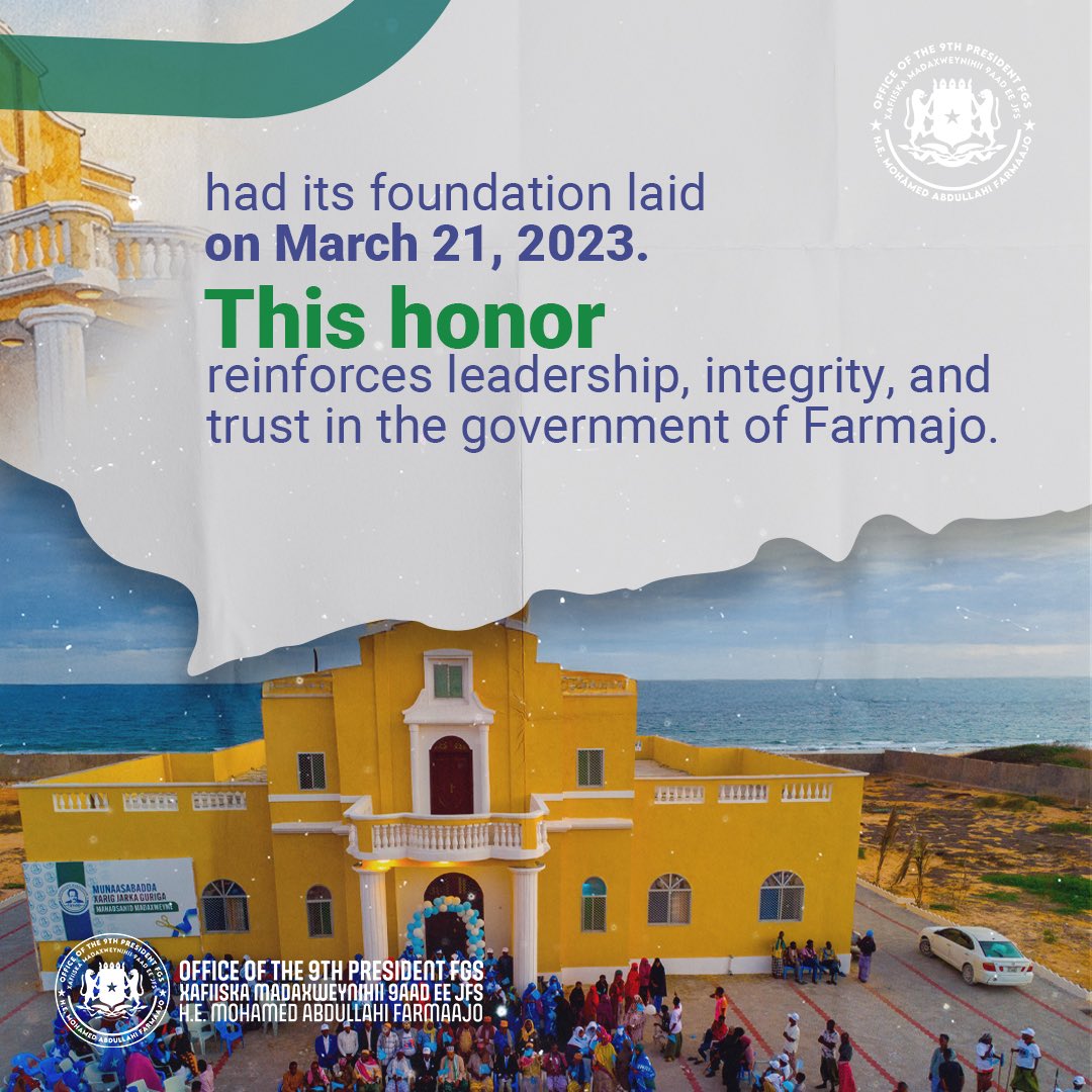 MrDuqa's tweet image. ‘Thank You’ House for Ex-President Farmaajo

A house constructed by Somalis to honor f President Mohamed Abdullahi @M_Farmaajo 

Somalis, both at home and in the diaspora, have raised nearly $300,000 USD in a very short time.

This house, built in Ceel Jaalle, had its foundation…