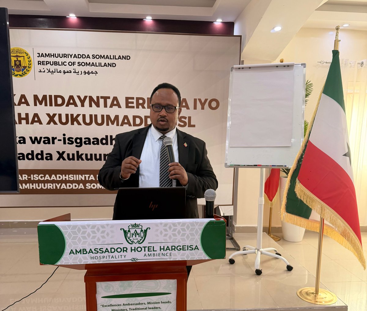 KMarjaan's tweet photo. The Government Communications & Branding Training has been successfully concluded, benefiting 70 Heads of Communications representing ministries, independent bodies, agencies, and other public institutions across the Government of the Republic of Somaliland.
Delivered by the Office of the Advisor to the President – Strategic Communications and Public Engagement (SCPE), this milestone marks the official launch of the “Government Messaging and Branding Unification Program,” known in Somali as “Midaynta Ereyga iyo Astaamaha Xukuumadda.”
The program aims to align government messaging across all institutions, standardize how information is shared with citizens, establish a unified Government Brand, and strengthen clarity, credibility, and coordination in public communication.
This initiative represents a major step toward modern, coordinated, and citizen-focused government communications—laying the foundation for a unified national voice and a stronger public sector identity.

#GovernmentCommunications #PublicEngagement #GovernmentBranding #GoodGovernance #UnifiedMessaging #NationalBranding #RepublicOfSomaliland