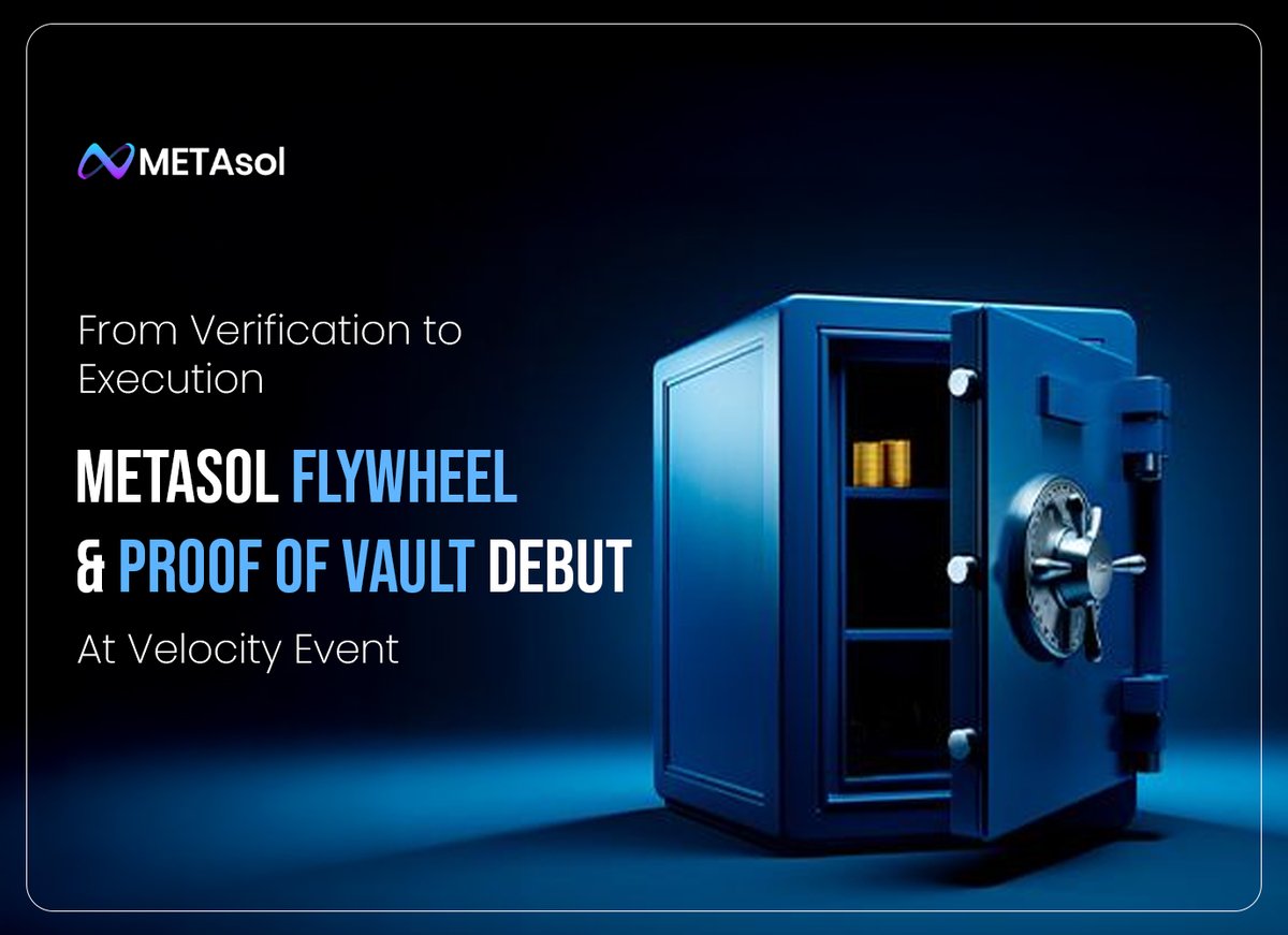 solnex25's tweet image. A new standard of verification is being introduced.

The METAsol Flywheel and Proof of Vault will make their official debut at the upcoming Velocity 2026 Event — showcasing how transparency, validation, and execution are built into the core system.

#METAsol #ProofOfVault